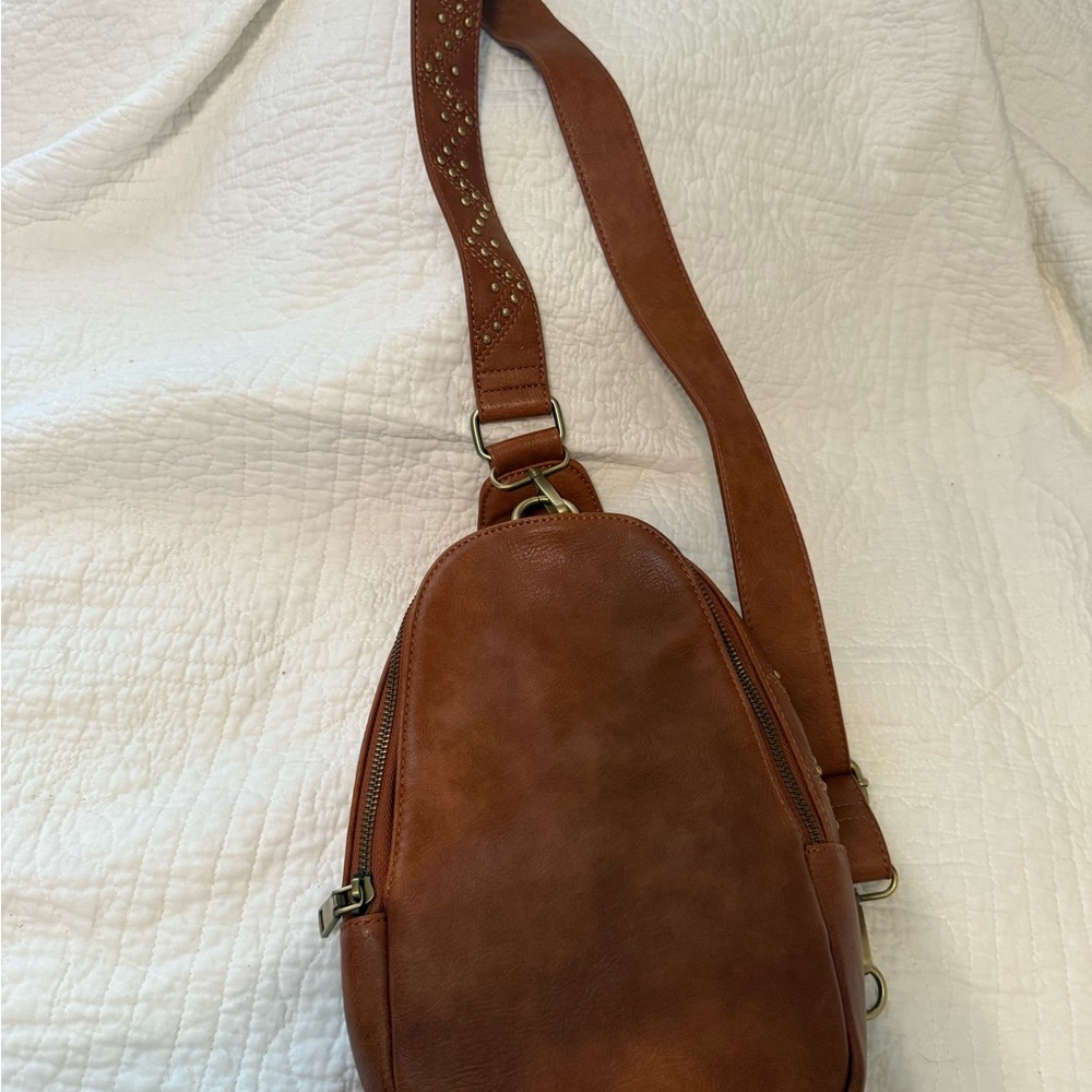 Brown VEGAN Leather Sling Bag